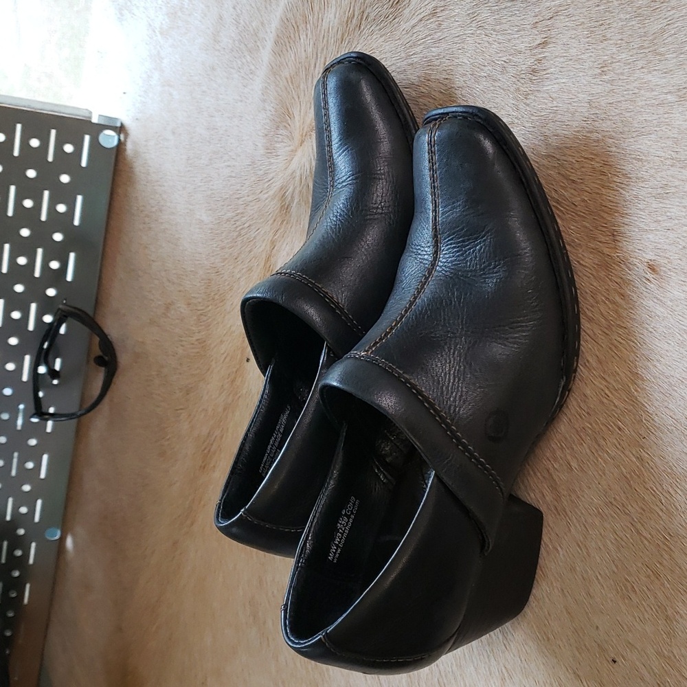 Born Clog Black Leather Square Toe Sz. 6